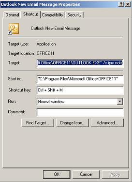 Shortcut Key properties